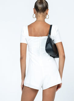 Romper Inner silicone strip at shoulders  Square neckline  Invisible zip fastening at back 