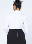 back view of model wearing Princess Polly Myla Long Sleeve Top White 