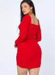 back view of model wearing Princess Polly Portia Mini Dress Red 