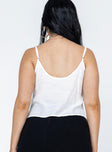 back view of model wearing Princess Polly Melita Top White Sleeveless Scoop Neck 