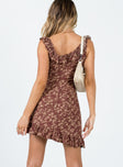 Princess Polly Scoop Neck  Motel Felirose Dress Earthy Floral Brown