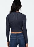 Motel Tuzifa Sweater 2 Tone Navy Princess Polly  Cropped 