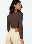 Long sleeve crop top Ribbed material V-neckline