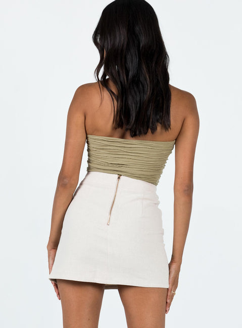 back view of model wearing Princess Polly The Lola Mini Skirt Oatmeal 