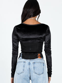 product Princess Polly Full Sleeves Plunger  Doreene Velour Bolero Black