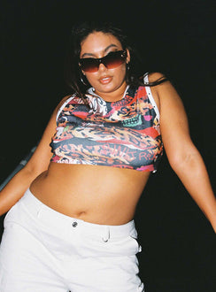 front view of model wearing Princess Polly Main Stage Tank Top Multi Curve 