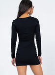 back view of model wearing Princess Polly Georgie Mini Dress Black 