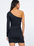 back view of model wearing Princess Polly Veda Mini Dress Black 