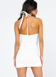 back view of model wearing Princess Polly Dreaming Mini Dress White 