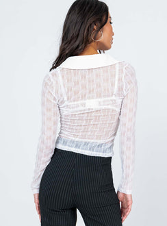 back view of model wearing Princess Polly Seren Long Sleeve Top White 