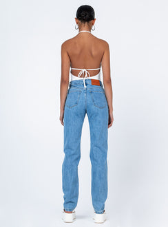back view of model wearing Princess Polly Demmi Skinny Denim Jeans High Waisted 