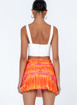 back view of model wearing Princess Polly Amelia Mini Skirt Orange Mini Skirts 