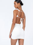 Front view of model wearing  front Princess Polly Square Neck  Colton Mini Dress White