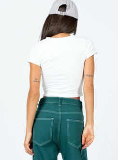 back view of model wearing Princess Polly Growing Cropped Tee White 
