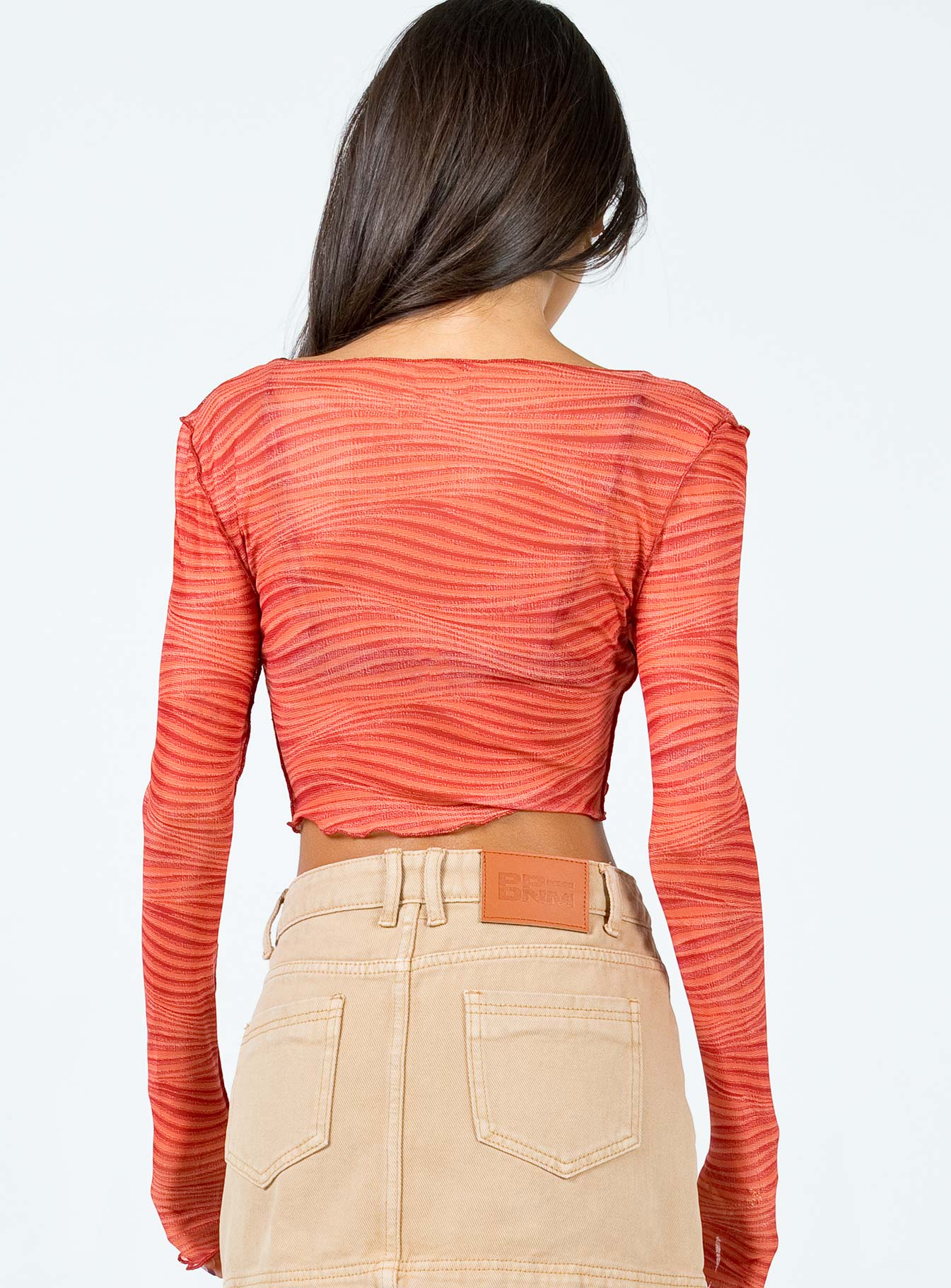 back view of model wearing Princess Polly Keziah Top Orange 