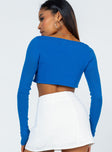 back view of model wearing Princess Polly Reeves Top Blue 