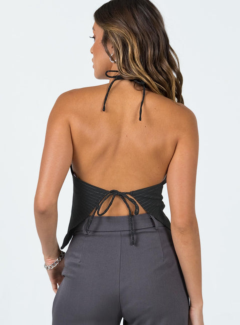 back view of model wearing Princess Polly Lindsay Top Black 