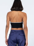 back view of model wearing Princess Polly Bardwell Top Black Sleeveless Square Neck 