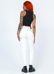 back view of model wearing Princess Polly Julia Carpenter Denim Jeans White High Waisted 