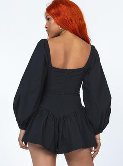 Romper  Princess Polly Exclusive Elasticated shoulders  Long puff sleeves  Stitched cups  Gathered waist  Zip fastening at back  Non-stretch 