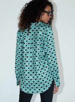 back view of model wearing Princess Polly Tui Shirt Green 