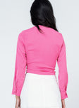 back view of model wearing Princess Polly Gonzalo Shirt Pink 