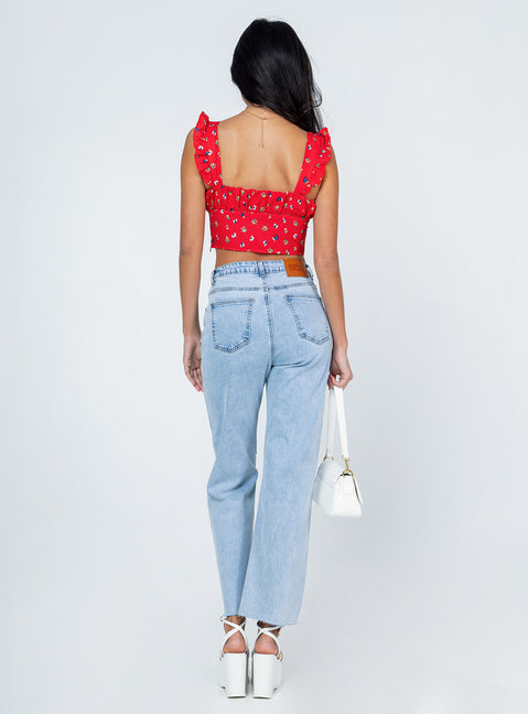 back view of model wearing Princess Polly Daysia Lightwash Denim Jeans High Waisted 
