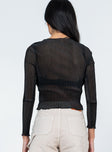 back view of model wearing Princess Polly Nima Long Sleeve Top Black 