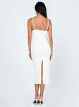 back view of model wearing Princess Polly Char Midi Dress White 