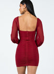 product Princess Polly Square Neck  Tara Long Sleeve Mini Dress Burgundy