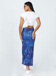 back view of model wearing Princess Polly Starry Midi Skirt Blue 