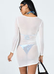 back view of model wearing Princess Polly Sheera Mini Dress White 