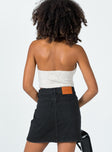 back view of model wearing Princess Polly Audrey Mini Skirt Black Mini Skirts 