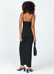 back view of model wearing Princess Polly Casa Maxi Dress Black Scoop Neck 