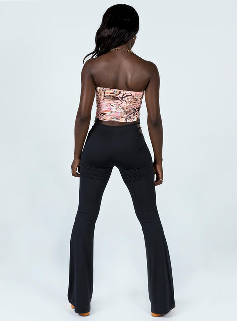 back view of model wearing Princess Polly Jess Cut Out Pants Black 