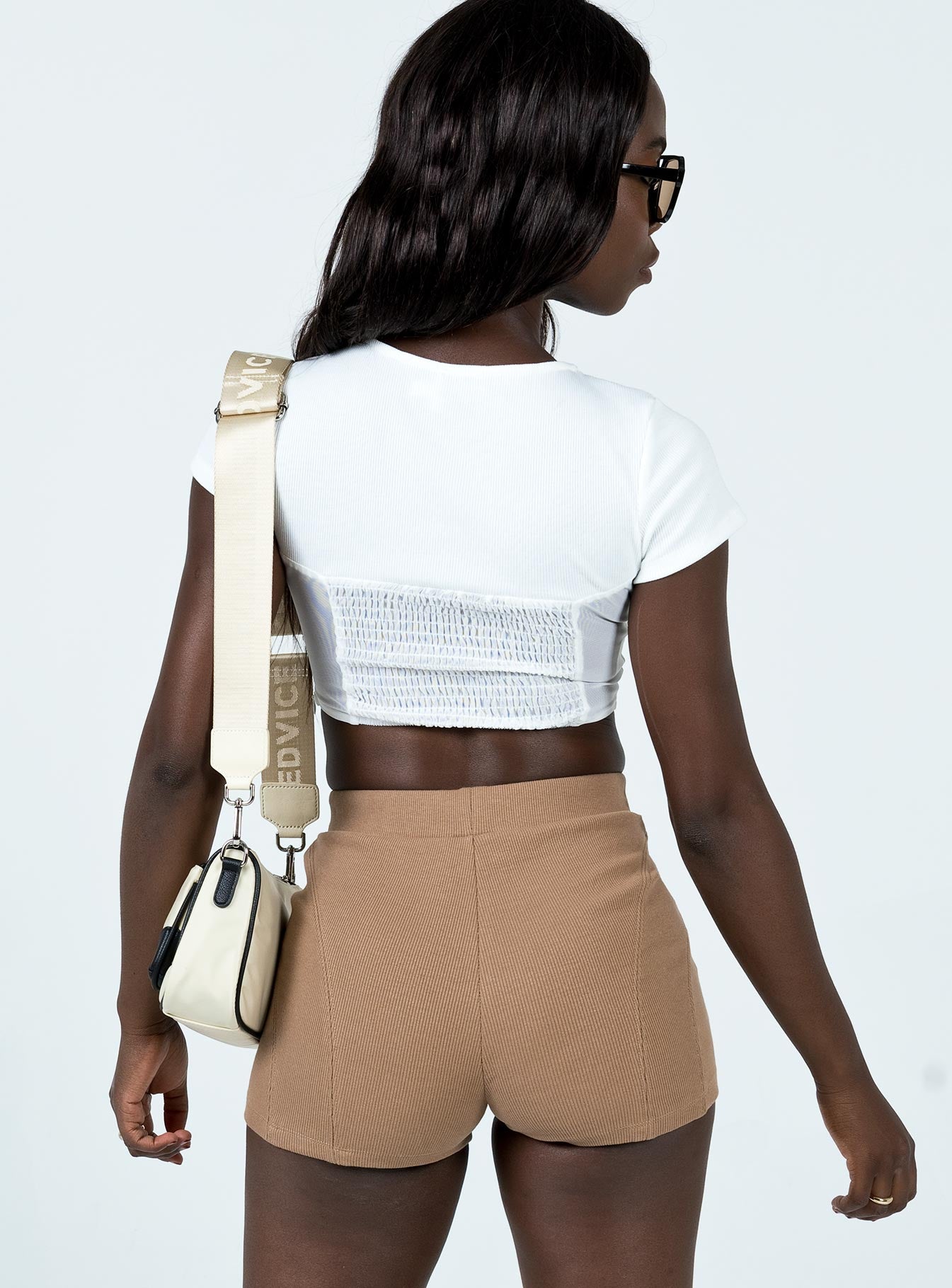 Kim Rib Bike Shorts Beige