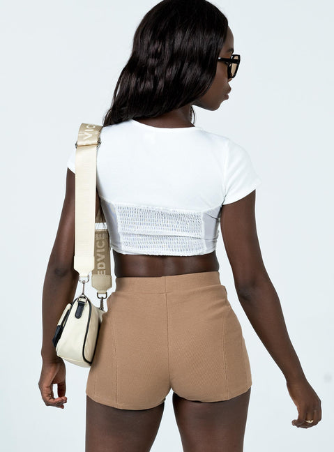 Kim Rib Bike Shorts Beige