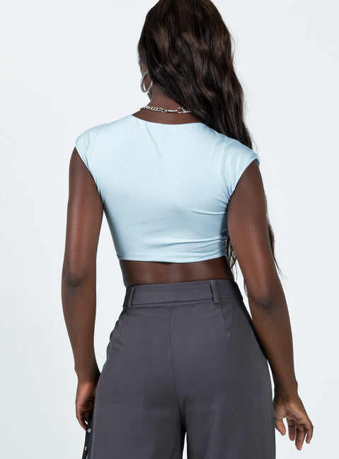 product Princess Polly Short Sleeves Asymmetric Neckline  Almora Top Blue