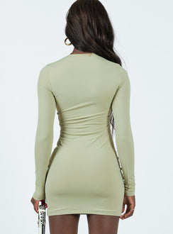 product Princess Polly High Neck  Neve Long Sleeve Mini Dress Khaki