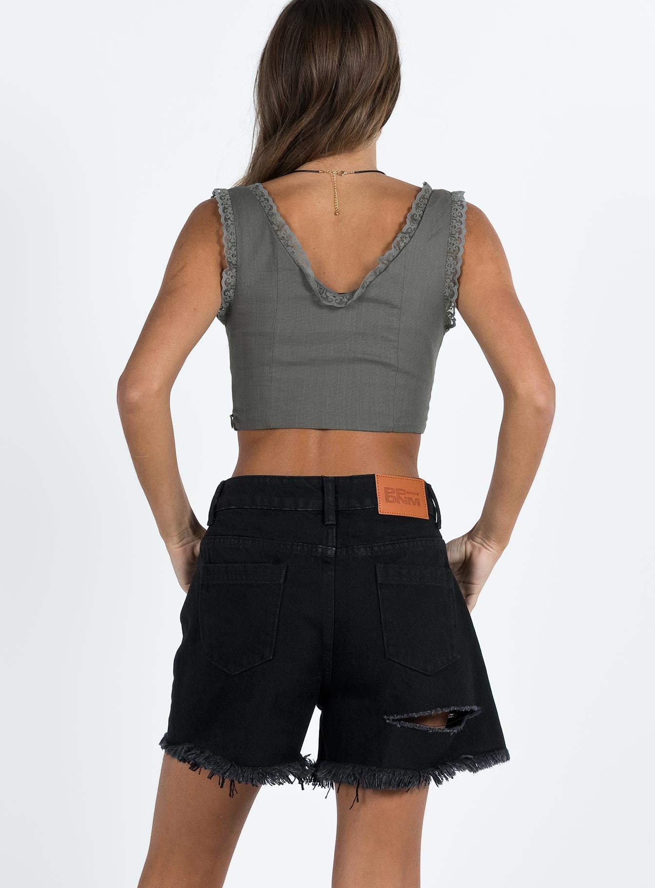 On Tour Denim Mom Shorts Black Princess Polly mid-rise 