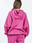 back view of model wearing Princess Polly Ritu Oversized Hoodie Pink Long 