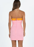 Princess Polly Asymmetric Neckline  Tein Strapless Mini Dress Pink / Orange