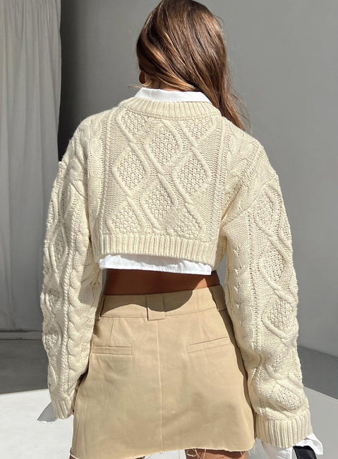 product Sonny Cropped Sweater Cream Princess Polly  Cropped 