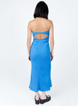 back view of model wearing Princess Polly Carter Maxi Dress Blue 