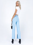 back view of model wearing Princess Polly Allen Ribbed Pants Blue 