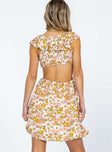 back view of model wearing Princess Polly Daisy Lee Mini Dress Multi Floral 