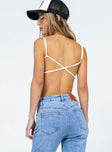 back view of model wearing Princess Polly Austen Bodysuit Black Sleeveless Square Neck 