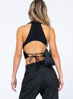 back view of model wearing Princess Polly Bentleigh Top Black 