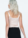 back view of model wearing Princess Polly Clover Bodysuit Champagne Sleeveless Square Neck 