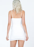 back view of model wearing Princess Polly Velvette Mini Dress White Square Neck 